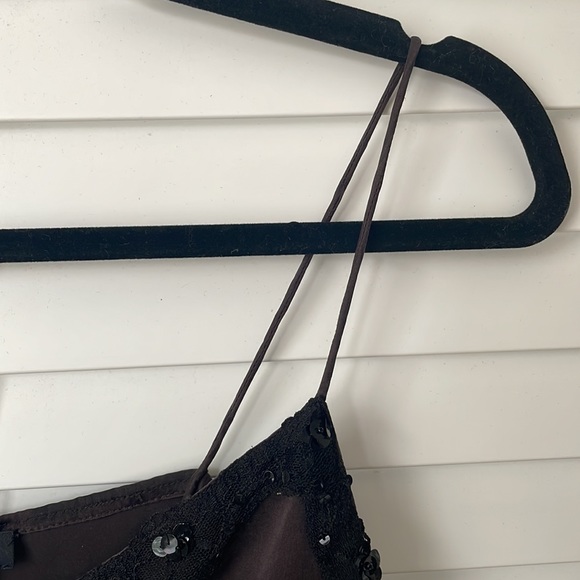 Vintage 90s brown silk tank top either sequin details - Picture 4 of 6